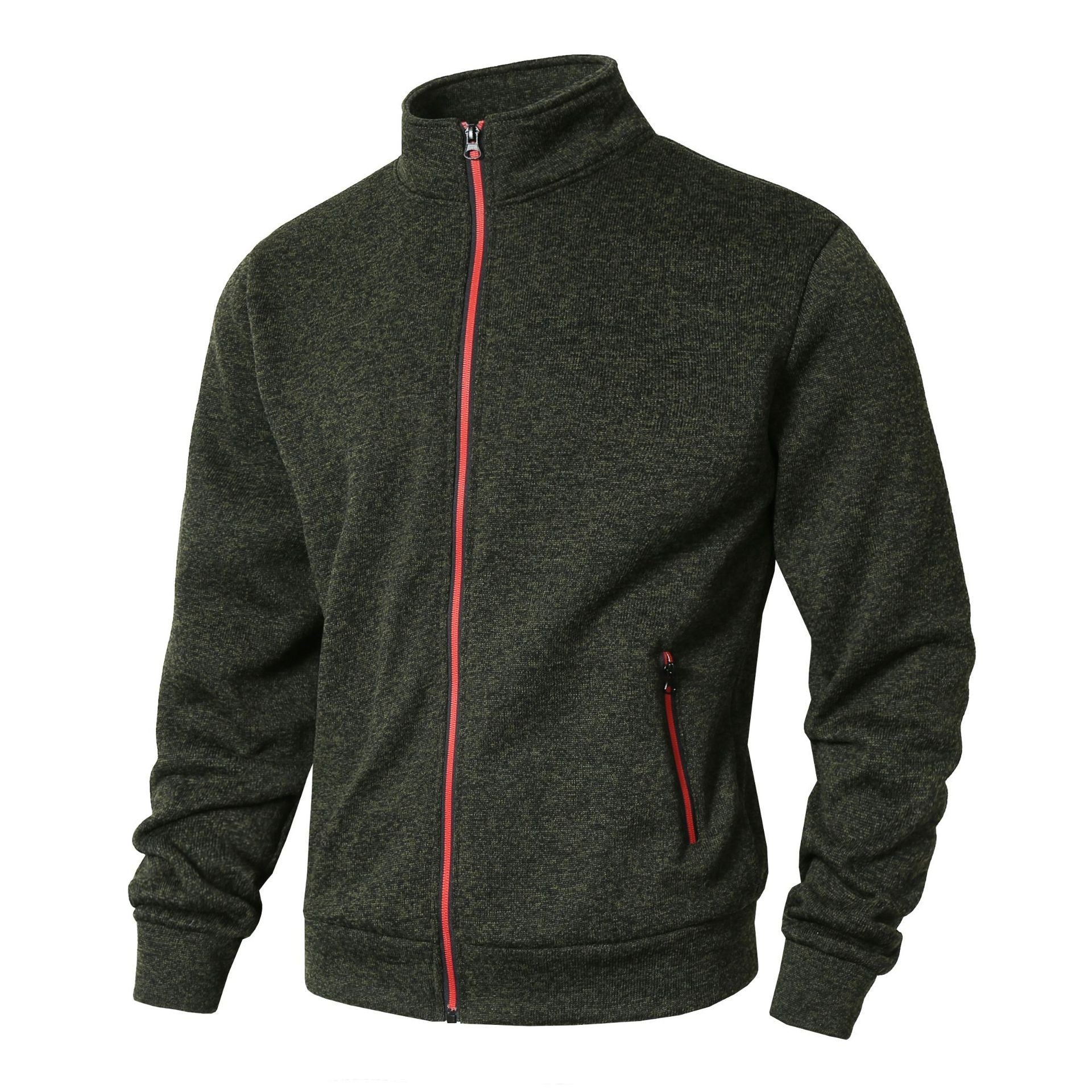 Men's Jacket with Zipper – Regular Fit – Fleece Lining – Stand Collar – Zipper Pockets