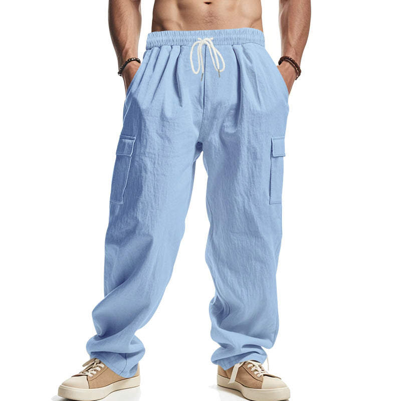 Elastic Drawstring Cotton Blend Cargo Trousers