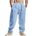 Men's trousers cargo – relaxed fit – cotton blend – elastic waist with drawstring