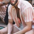 Men's Shirt in Mesh – Relaxed Fit – Short-Sleeved – Button Closure – Breathable Design
