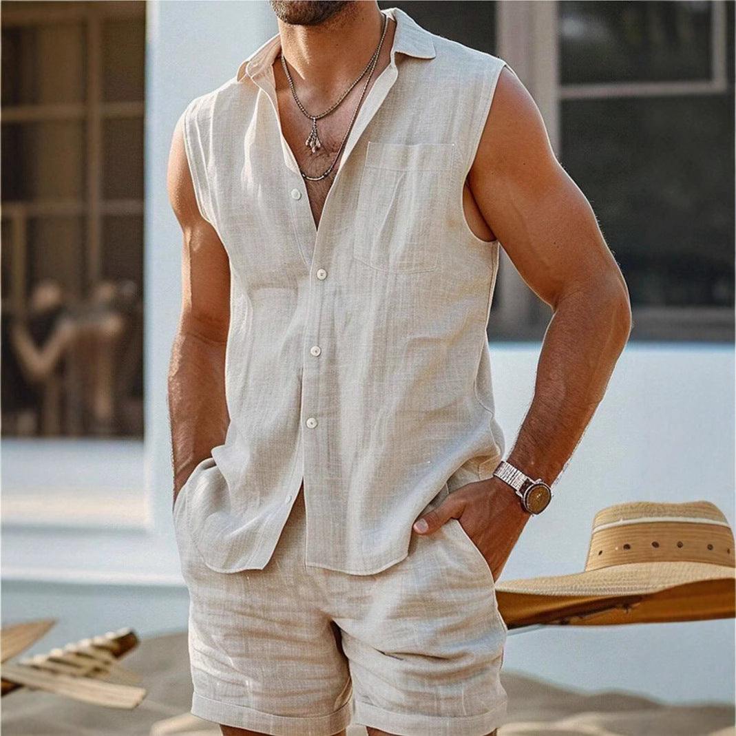 Cotton Linen Relaxed Shirt and Shorts Set