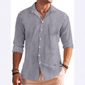 Men's Shirt with Long Sleeves – Regular Fit – Breathable Material – Striped Pattern – Chest Pocket