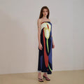 Women's Midi Dress – Strapless – Lightweight – Flowing Fit – Abstract Pattern