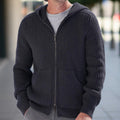 Men's Cardigan – Knit – Relaxed Fit – Hood – Ribbed Texture – Long Sleeves