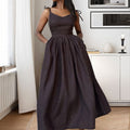 Dress for Women – Midi – Light and Breathable – V-Neckline – Open Back – Slit – Adjustable Straps