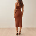 Women's Set – Ribbed Knit Crop Top and High-Waisted Midi Skirt – Slim Fit