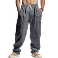 Men's trousers cargo – relaxed fit – cotton blend – elastic waist with drawstring