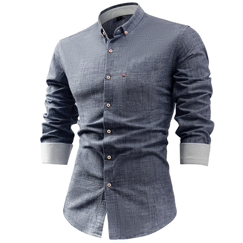 Men's Shirt – Slim Fit – Cotton/Linen – Long Sleeves – Versatile and Breathable