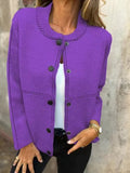 Women's Cardigan Jacket – Relaxed Fit – Soft Knit – Button Closure – Round Neck