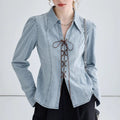 Women's Shirt Jacket – Denim – Tailored Fit – Lace Closure – Long Sleeves