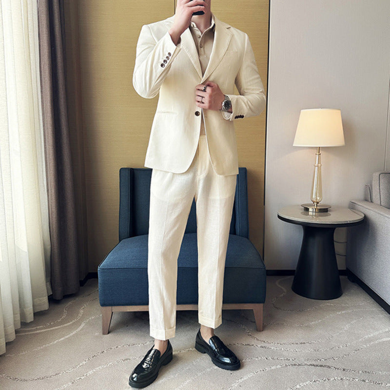 Men's Blazer – Slim Fit – Cotton Linen Mix – Single Breasted – Notched Lapel