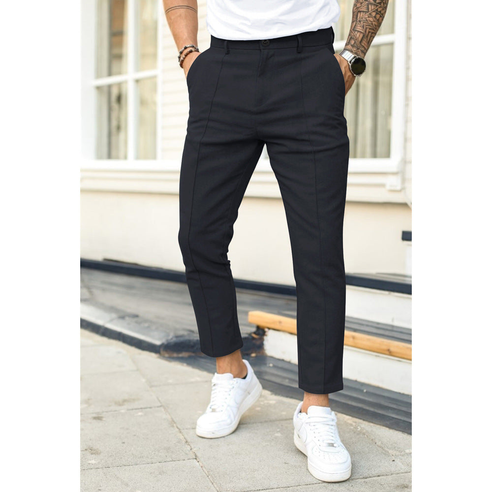 Slim Fit Ankle Length Double Pleat Trousers
