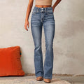 Women's Jeans – Flared Fit – High Waist – Stretch Denim – Full Length – Retro Style