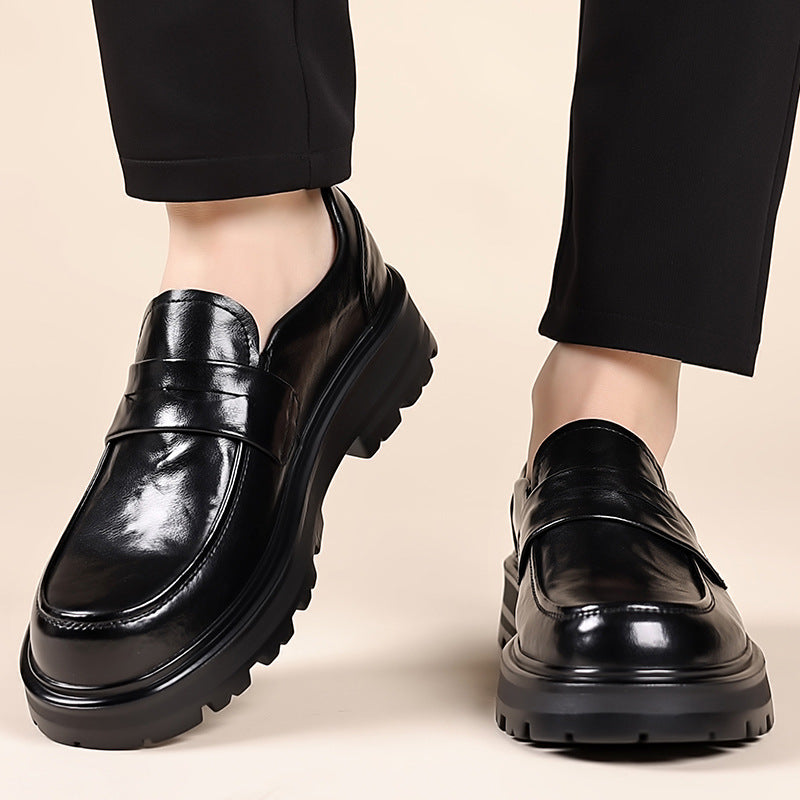 Durable Polished Leather Penny Strap Loafers