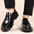 Men's Loafers – Polished Leather – Slip-on Penny Strap – Durable Rubber Sole