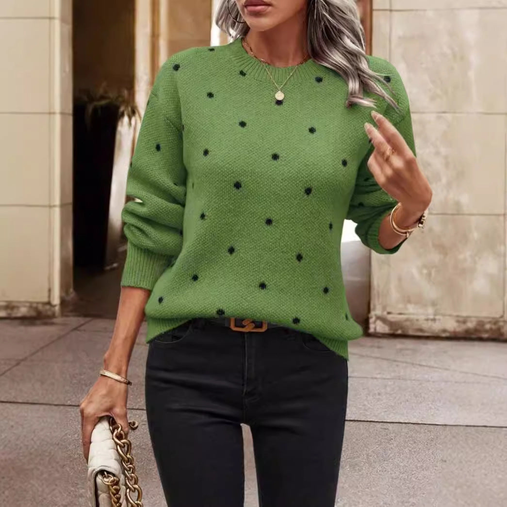 Relaxed Fit Polka Dot Knit Sweater
