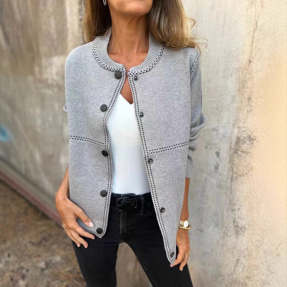 Women's Cardigan Jacket – Relaxed Fit – Soft Knit – Button Closure – Round Neck