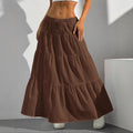 Women's Long Skirt – A-line Fit – Lightweight Cotton Blend – Gathered With Ruffles