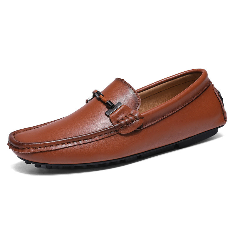 Smooth Leather Slip-On Non-Slip Loafers