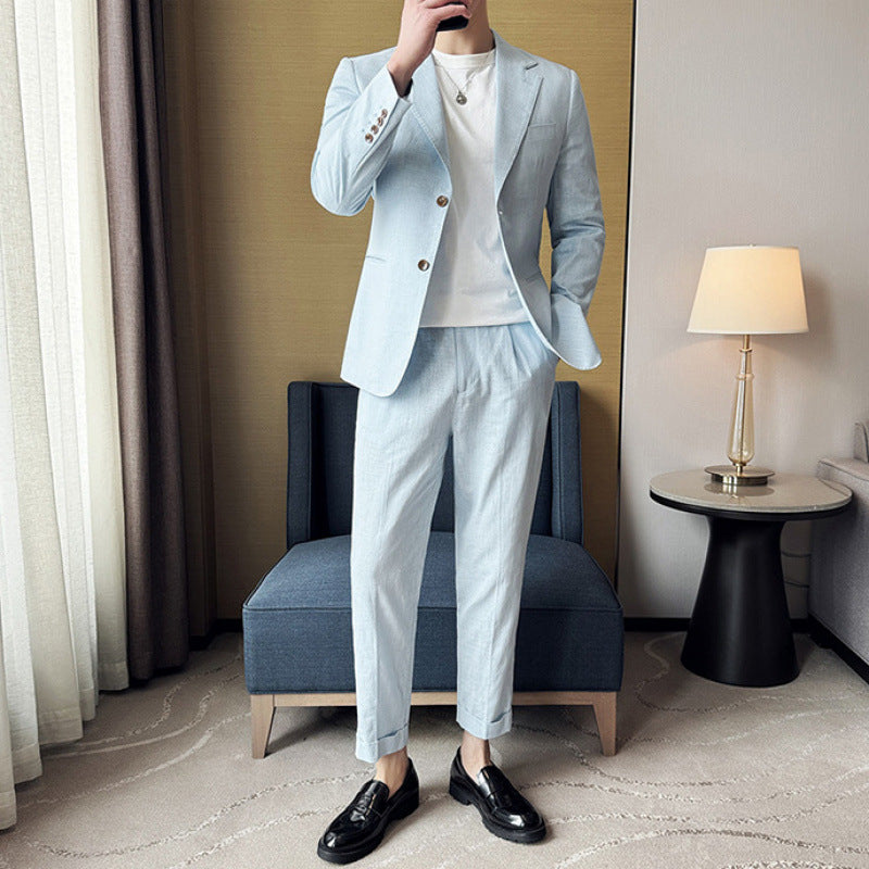 Men's Blazer – Slim Fit – Cotton Linen Mix – Single Breasted – Notched Lapel