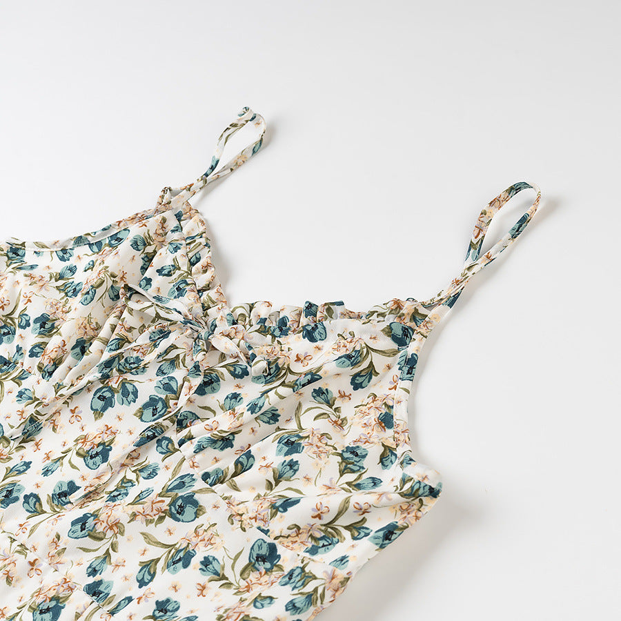 Floral Print Square Neck Slim Fit Mini Dress