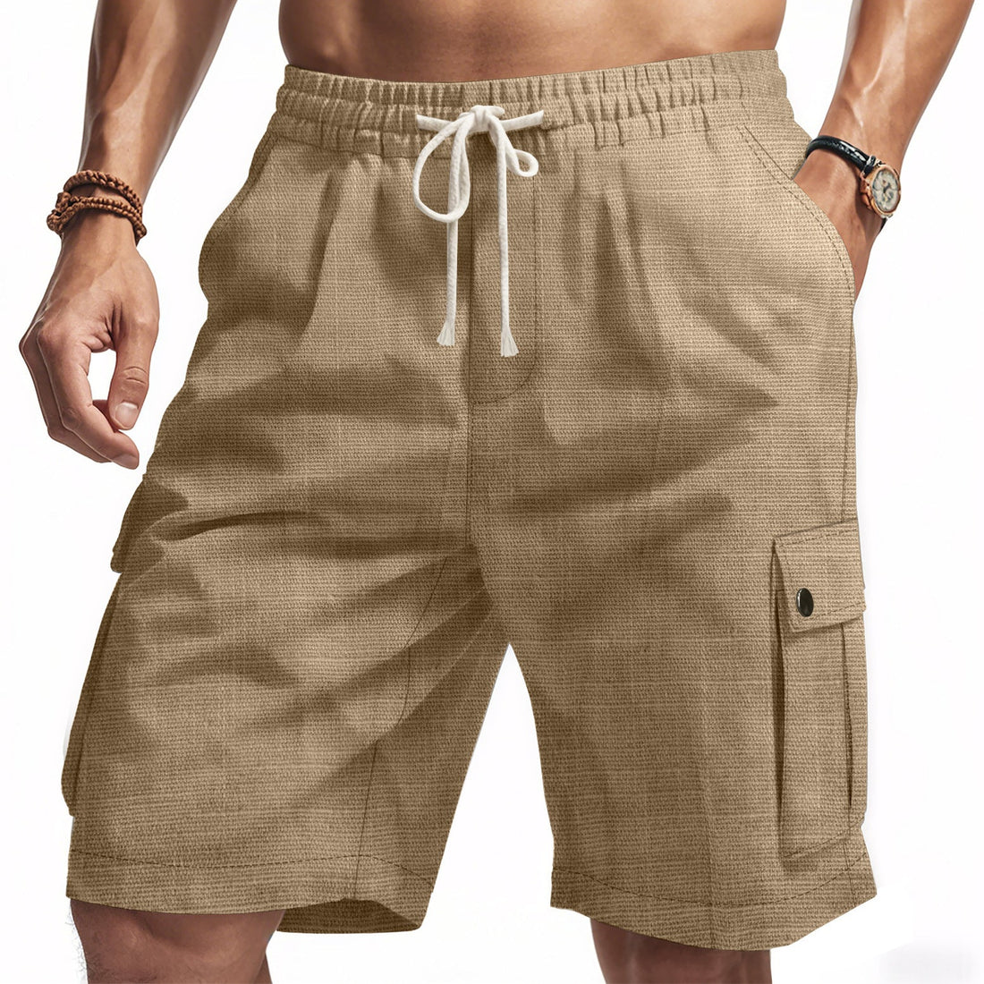 Bamboo Linen Relaxed Fit Cargo Shorts