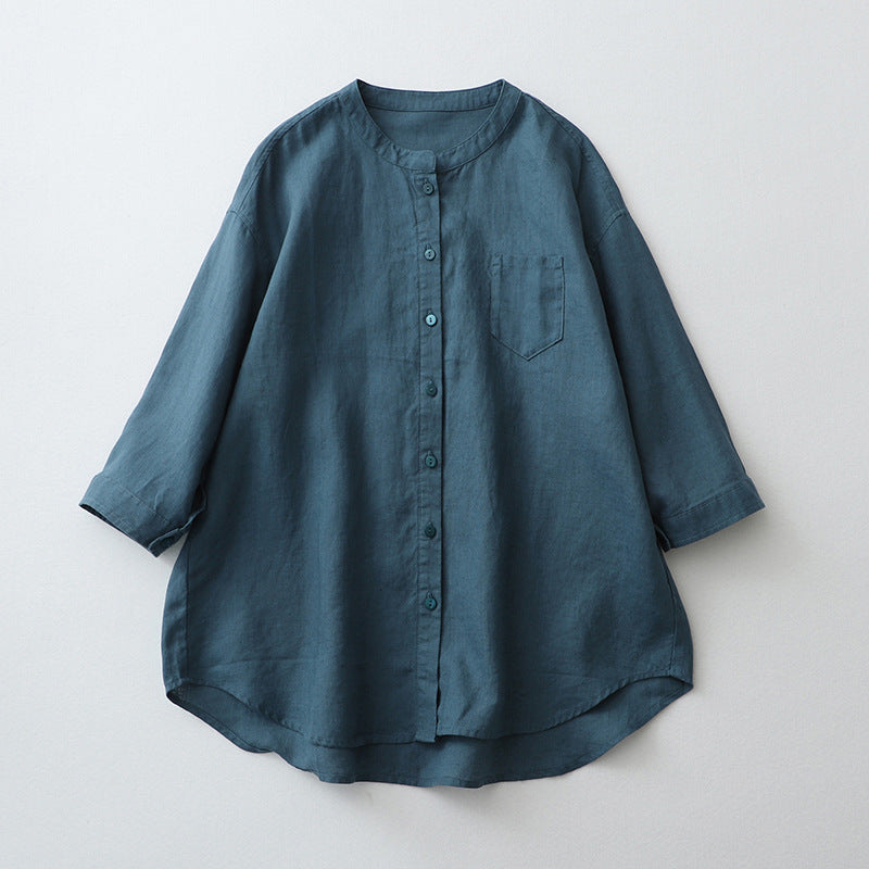 Women's Shirt – Oversized Fit – Three-Quarter Sleeves – Natural Fibers – Minimalist Design
