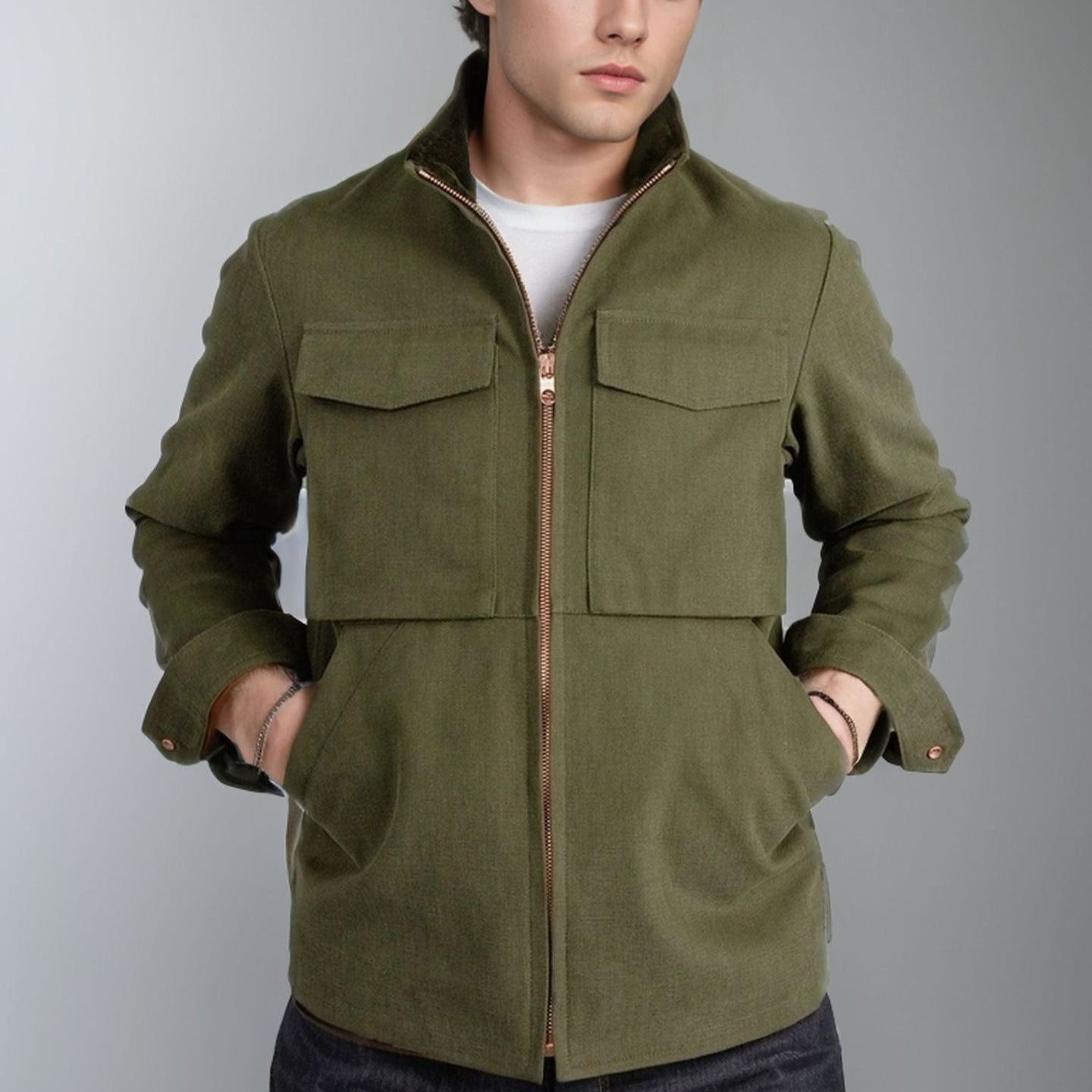 Structured Cotton Utility Workwear Jacket