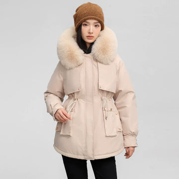 Weather-Resistant Faux Fur Collar Parka Jacket