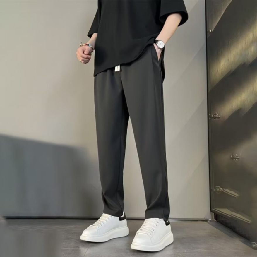 Men's Trousers – Straight Leg – Relaxed Fit – Breathable Fabric – Drawstring Closure