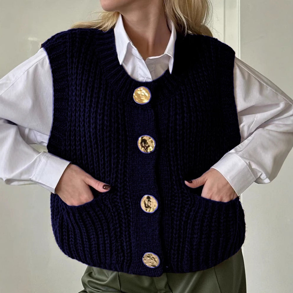 Wool Blend Oversized Ribbed Vest