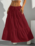 Women's Long Skirt – A-line Fit – Lightweight Cotton Blend – Gathered With Ruffles