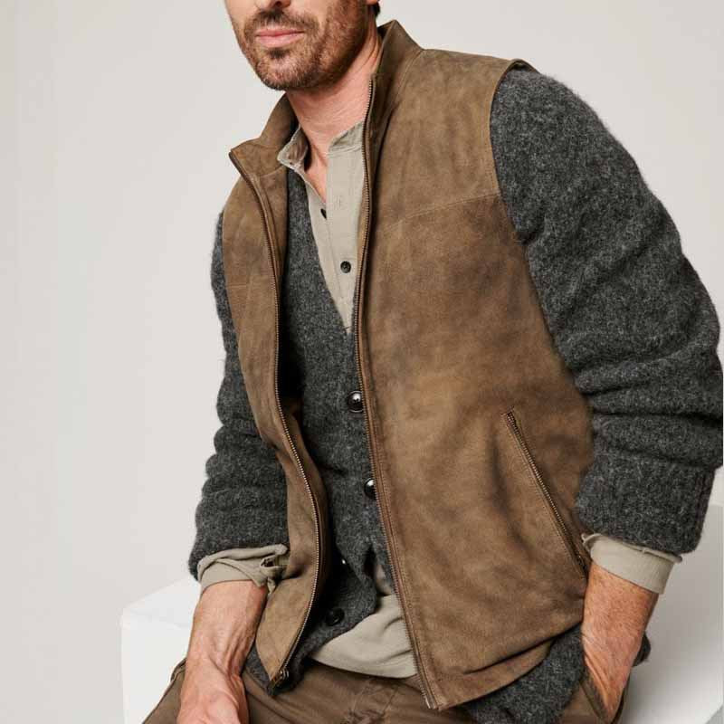 Suede Finish Relaxed Fit Utility Vest