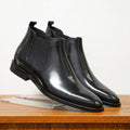 Men's Chelsea Boots – Leather – Slip-on with Elastic – Ankle Height – Classic Fit