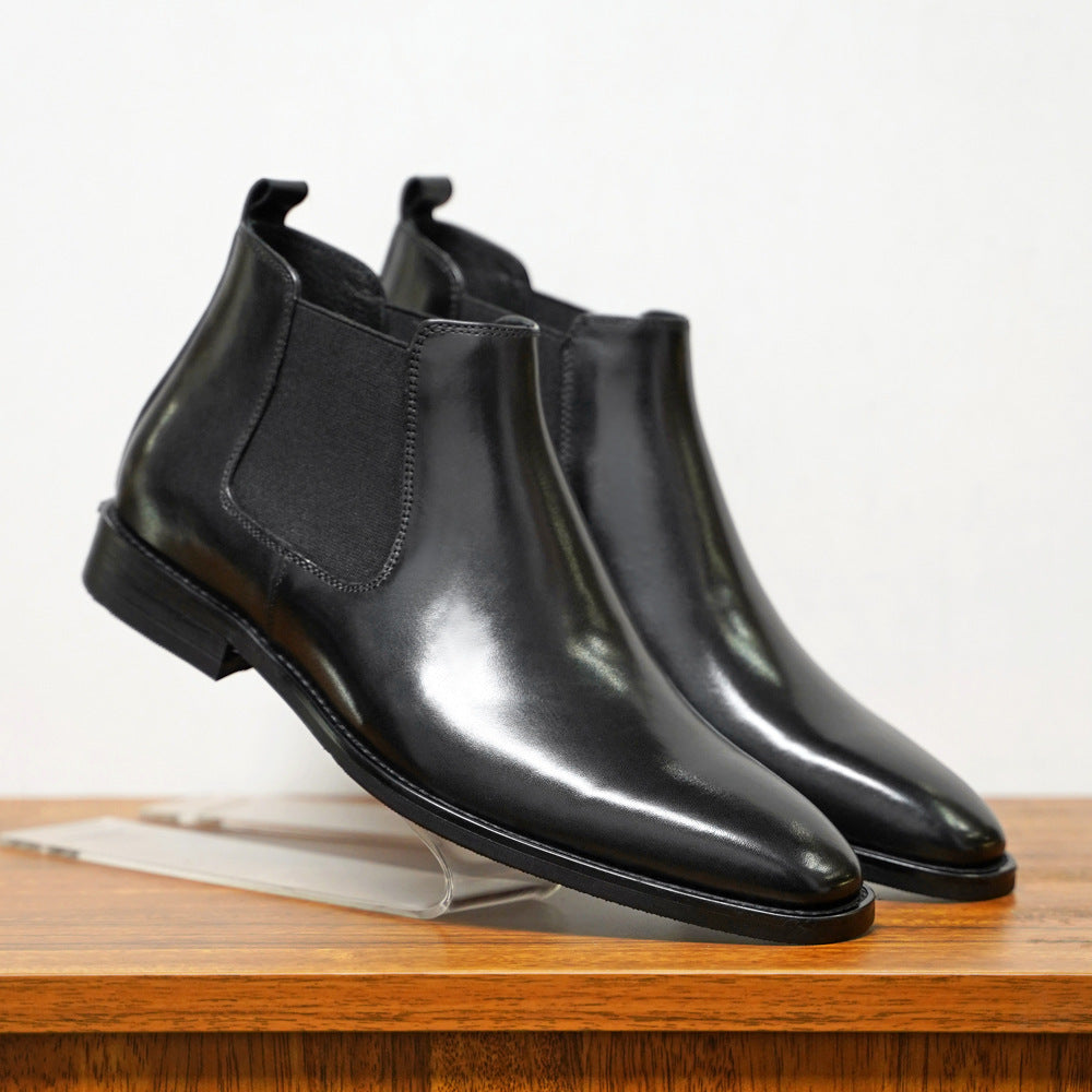 Men's Chelsea Boots – Leather – Slip-on with Elastic – Ankle Height – Classic Fit