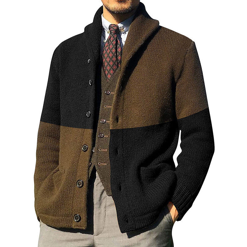 Rolled Shawl Collar Relaxed Knit Cardigan