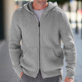 Men's Cardigan – Knit – Relaxed Fit – Hood – Ribbed Texture – Long Sleeves