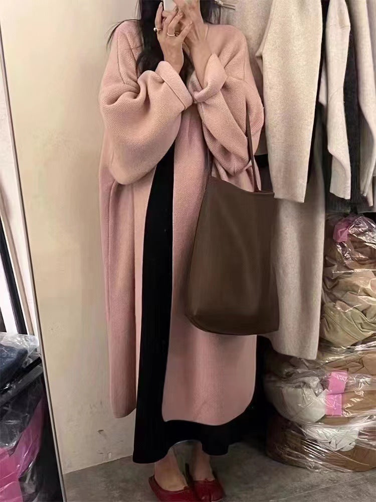 Oversized Wool Knit Cardigan Coat
