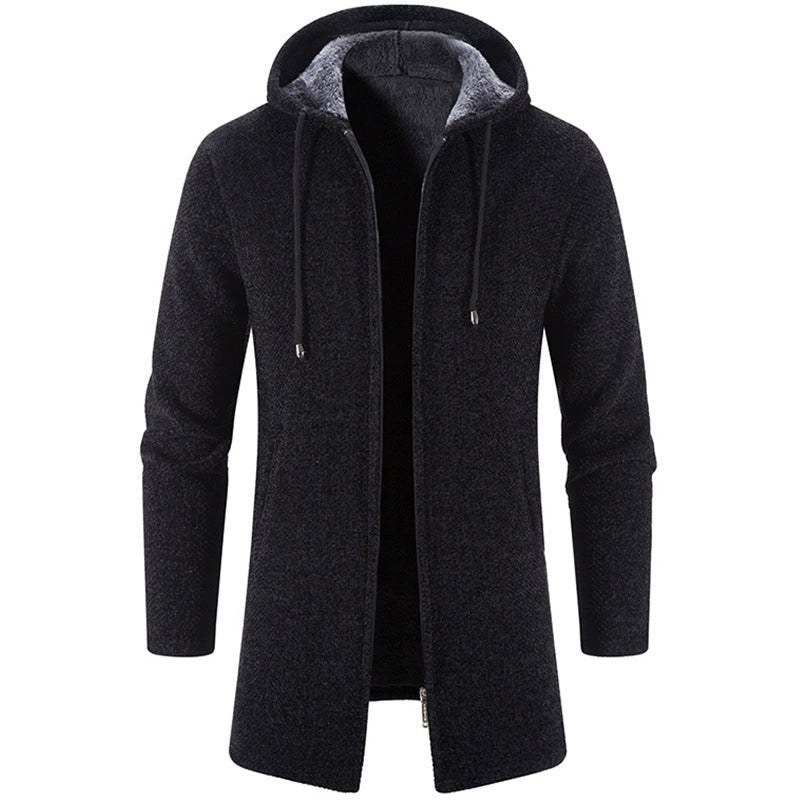 Chenille Knit Hooded Zip-Up Cardigan Jacket