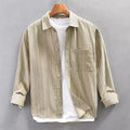 Men's Shirt with Long Sleeves – Relaxed Fit – Cotton Blend – Vertical Stripes