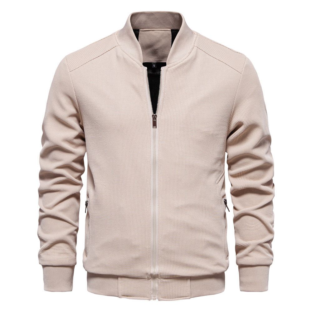 Herre bomberjakke – Slim fit – Tekstureret materiale – Lynlåslukning – Ribkanter