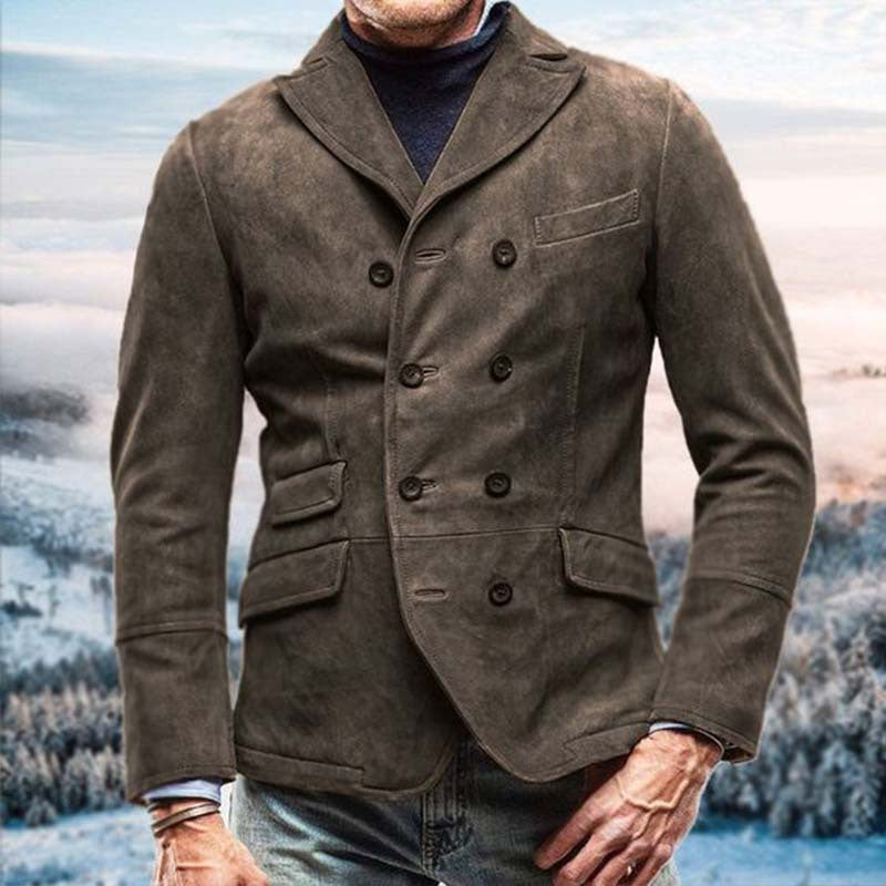 Double Breasted Tailored Suede-Like Jacket