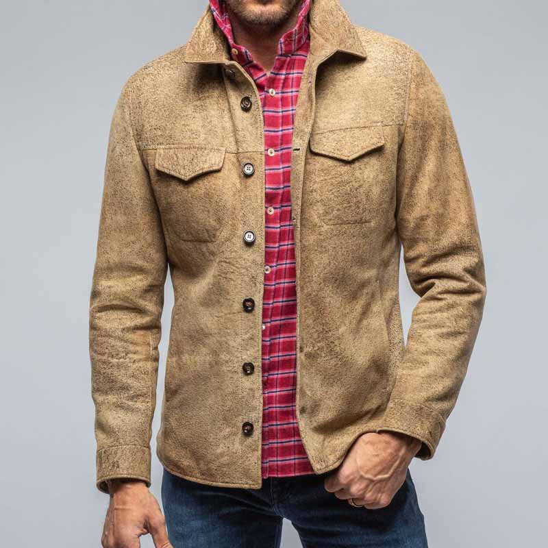 Suede Casual Fit Spread Collar Jacket
