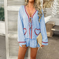 Women's Set – Light Rayon – Relaxed Fit – Long-Sleeved Top and Shorts