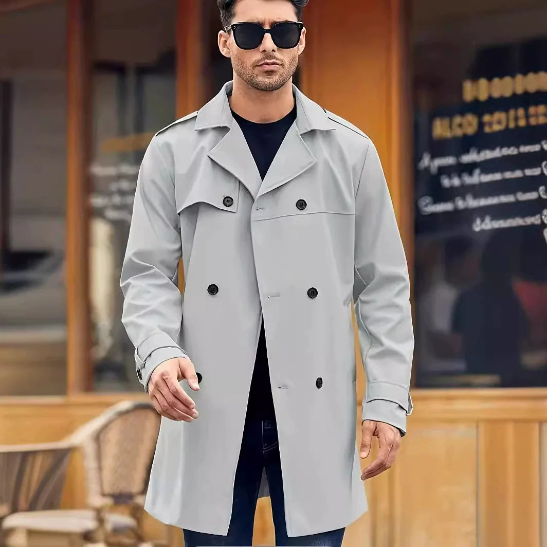 Water-Resistant Double-Breasted Regular Fit Trench Coat