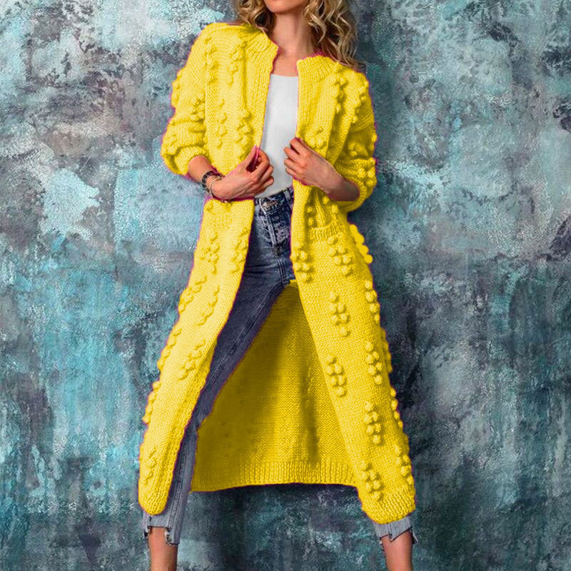 Oversized Chunky Popcorn Knit Long Cardigan Sweater