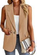 Women's blazer vest – Tailored fit – Sleeveless – Notch lapels – Single button – Pockets