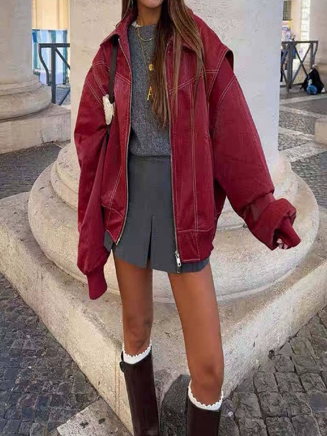 Oversized Relaxed Fit Cotton Blend Jacket