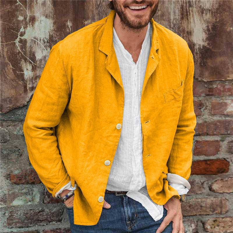 Men's Blazer – Cotton Linen Mix – Relaxed Fit – Lightweight and Breathable Long-Sleeved
