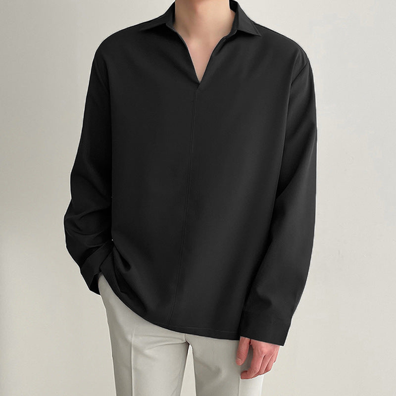 Men's Pullover Shirt – V-Neck – Long-Sleeved – Relaxed Fit – Lightweight and Breathable